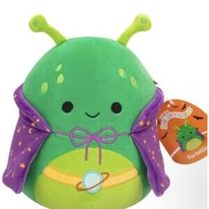 Squishmallows Tortellini Plush Toy Green Alien with Purple Cape